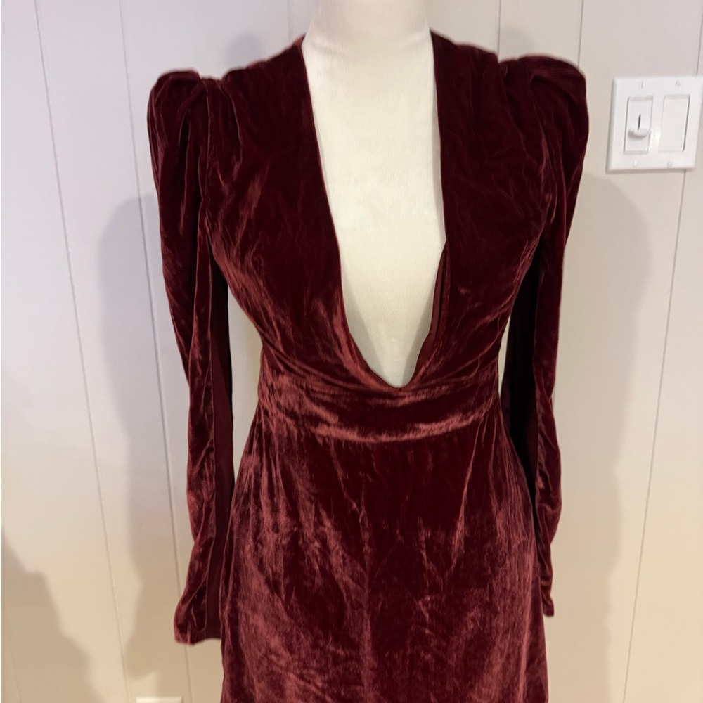 Elegant Velvet Burgundy Dress
